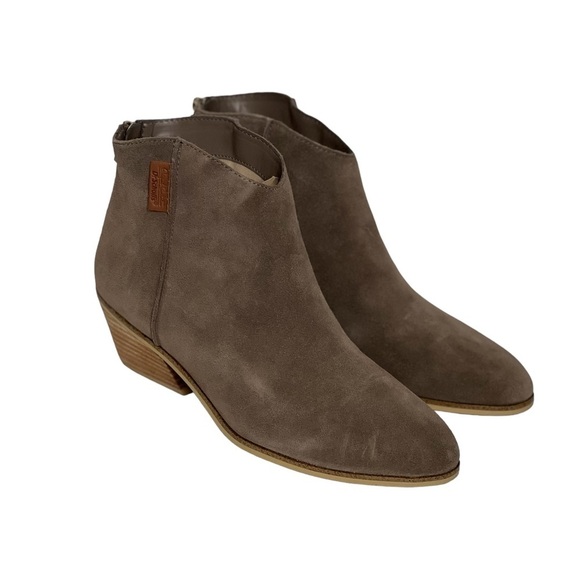 Dr Scholl’s Womens 9 1/2 Ankle Boots Brown Gray Suede Leather booties tan NWT - Picture 4 of 16